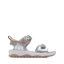 Clarks Clowder Print Kid Silver