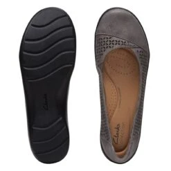 Clarks Cora Iris Pewter Metallic -Clarks 26170464 W 7