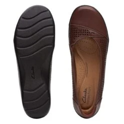 Clarks Cora Iris Dark Tan Leather 15 Clarks Cora Iris Dark Tan Leather -Clarks 26170465 W 7